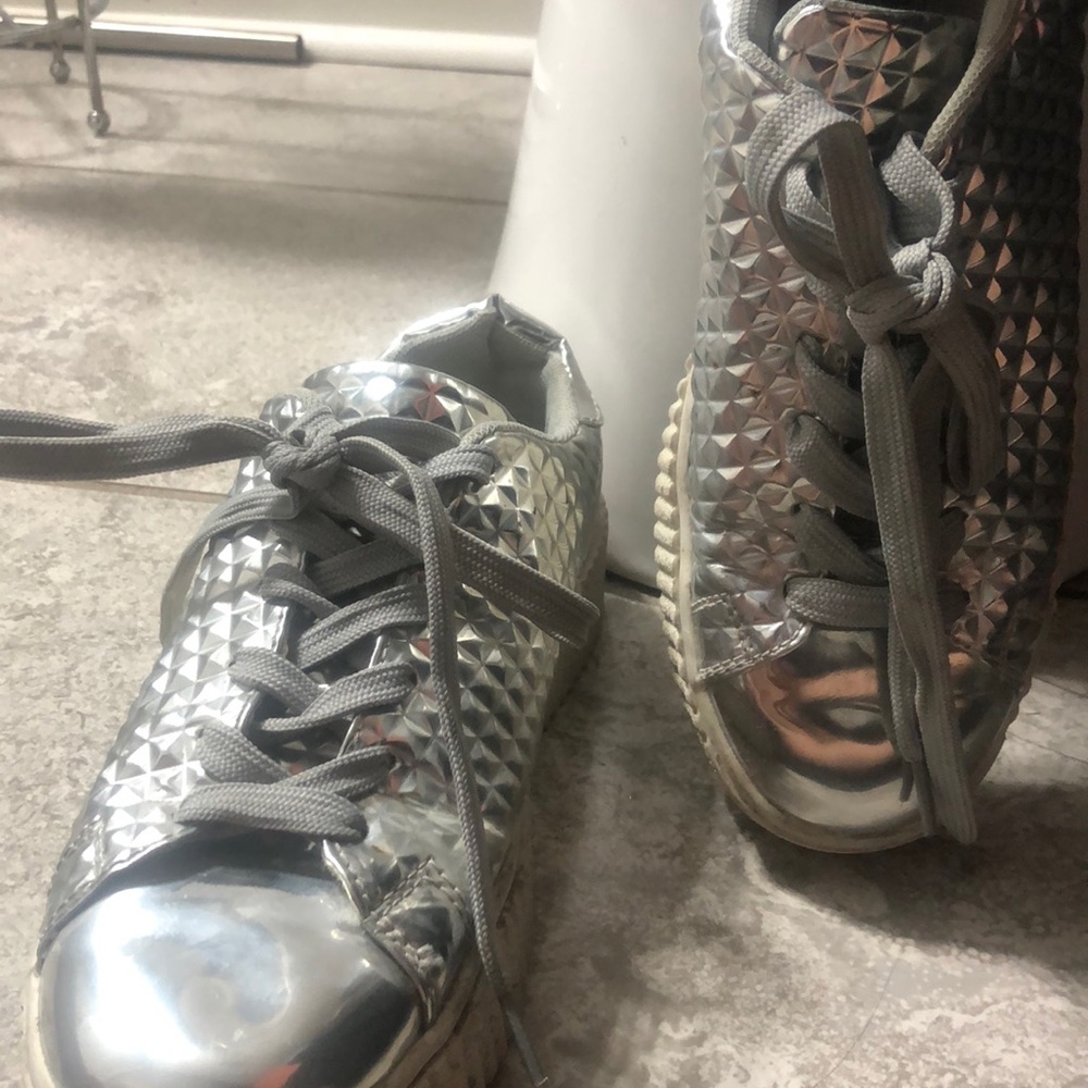 disco gray platform sneakers